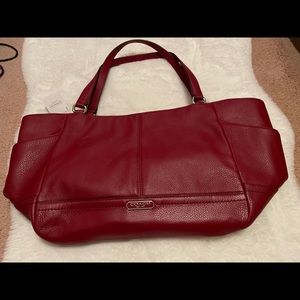 NWT Coach Red Park Leather Tote